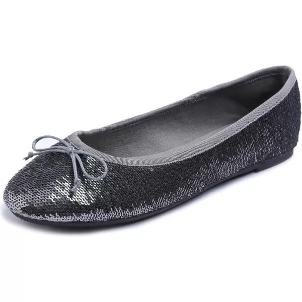 FEVERSOLE Women's Sparkle Memory Foam Cushioned Colorful Shiny Ballet Flats Glitter