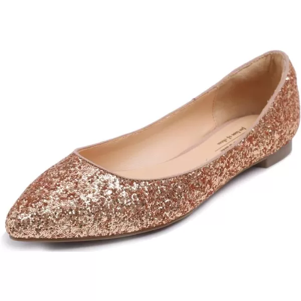 FEVERSOLE Women's Sparkle Memory Foam Cushioned Colorful Shiny Ballet Flats Glitter