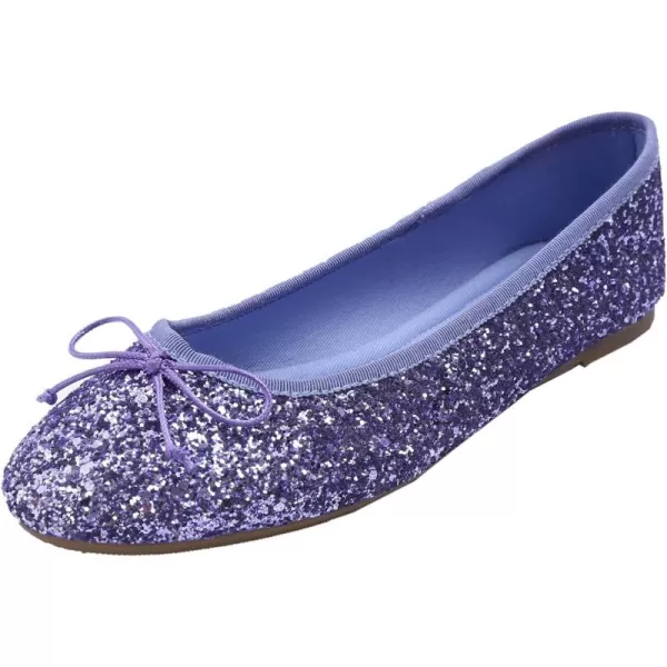 FEVERSOLE Women's Sparkle Memory Foam Cushioned Colorful Shiny Ballet Flats Glitter