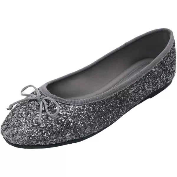 FEVERSOLE Women's Sparkle Memory Foam Cushioned Colorful Shiny Ballet Flats Glitter