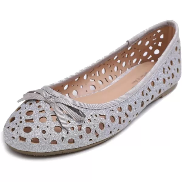 FEVERSOLE Women's Sparkle Memory Foam Cushioned Colorful Shiny Ballet Flats Glitter