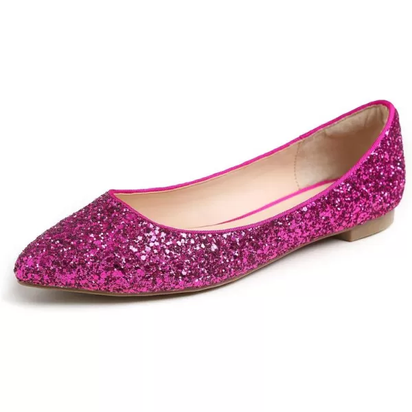 FEVERSOLE Women's Sparkle Memory Foam Cushioned Colorful Shiny Ballet Flats Glitter
