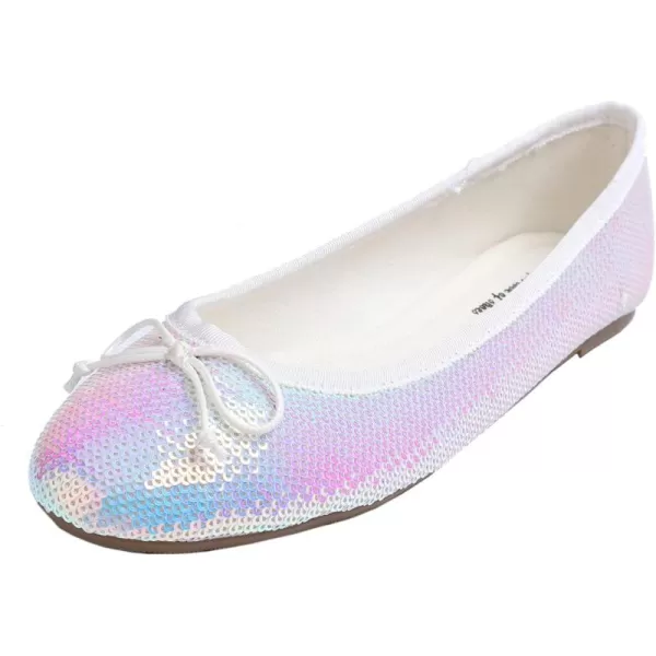 FEVERSOLE Women's Sparkle Memory Foam Cushioned Colorful Shiny Ballet Flats Glitter