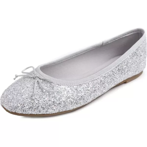 FEVERSOLE Women's Sparkle Memory Foam Cushioned Colorful Shiny Ballet Flats Glitter