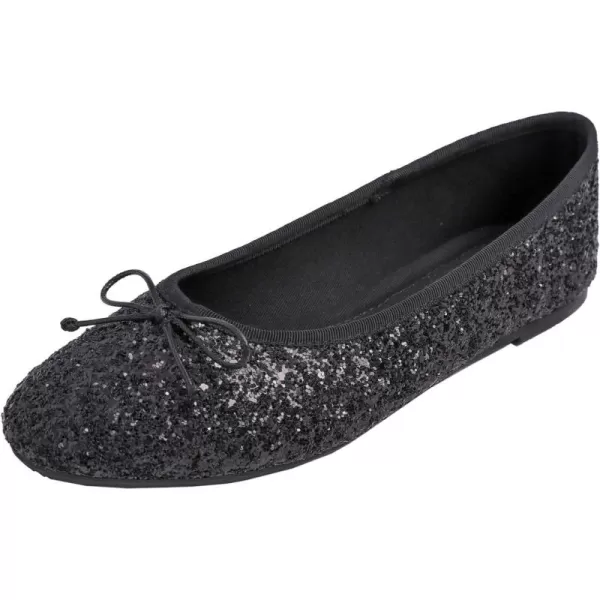 FEVERSOLE Women's Sparkle Memory Foam Cushioned Colorful Shiny Ballet Flats Glitter