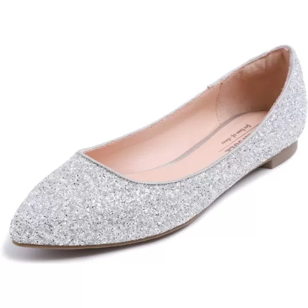 FEVERSOLE Women's Sparkle Memory Foam Cushioned Colorful Shiny Ballet Flats Glitter