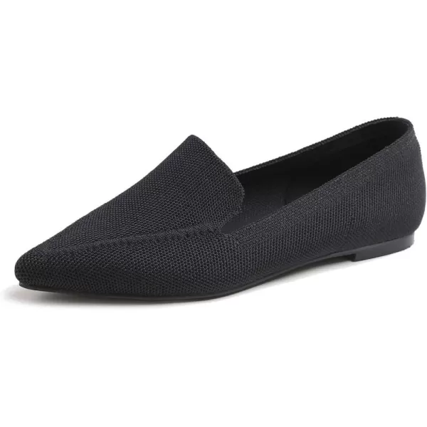 FEVERSOLE Women's Woven Pointy Fashion Cutouts Breathable Knit Flat Shoes