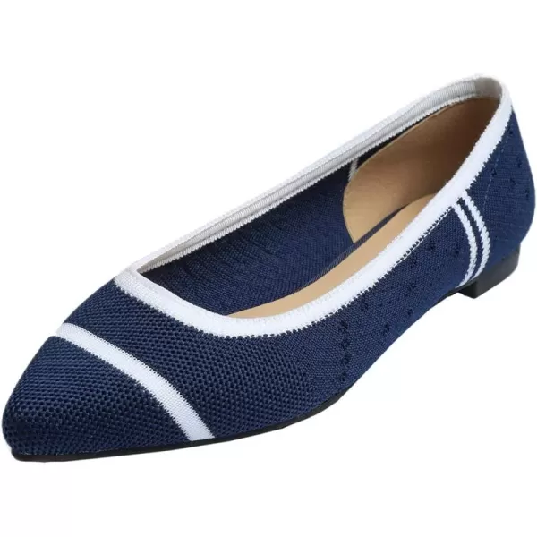 FEVERSOLE Women's Woven Pointy Fashion Cutouts Breathable Knit Flat Shoes