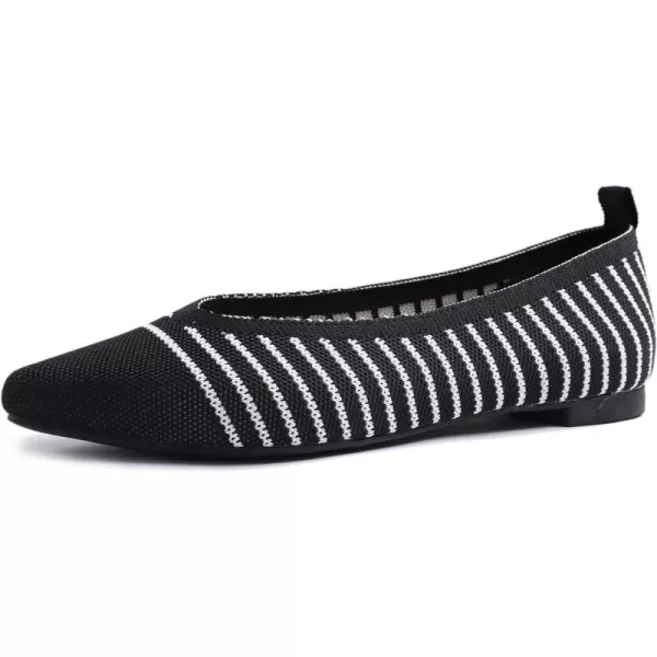 FEVERSOLE Women's Woven Pointy Fashion Cutouts Breathable Knit Flat Shoes