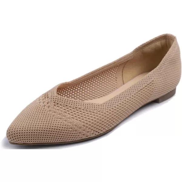 FEVERSOLE Women's Woven Pointy Fashion Cutouts Breathable Knit Flat Shoes