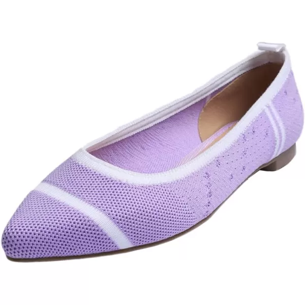FEVERSOLE Women's Woven Pointy Fashion Cutouts Breathable Knit Flat Shoes