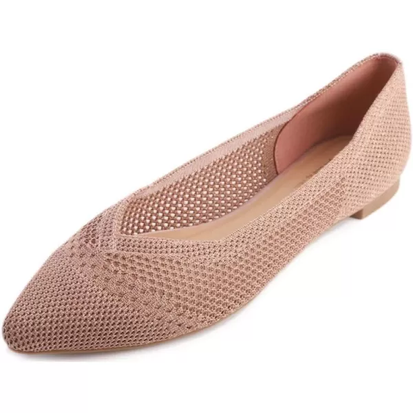 FEVERSOLE Women's Woven Pointy Fashion Cutouts Breathable Knit Flat Shoes