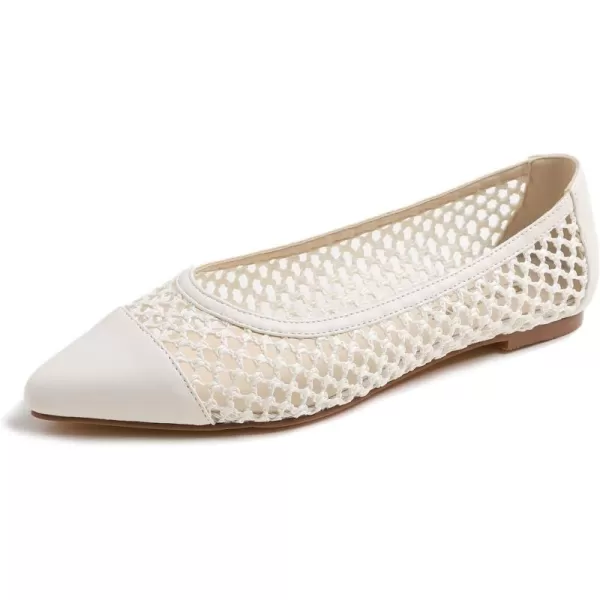 FEVERSOLE Women's Woven Pointy Fashion Cutouts Breathable Knit Flat Shoes