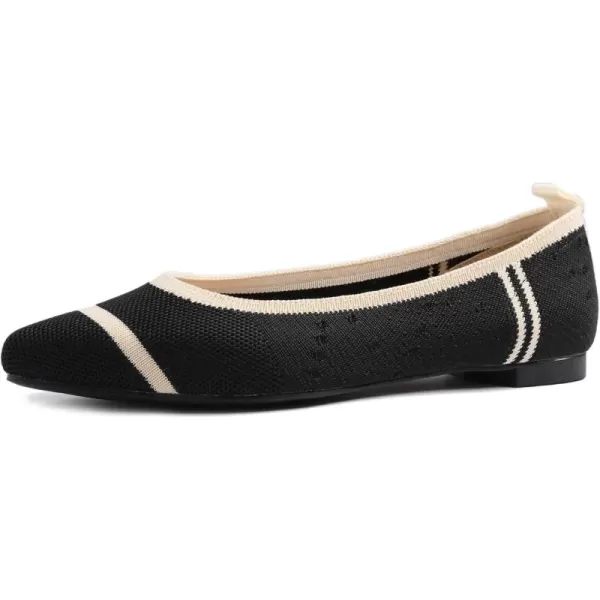 FEVERSOLE Women's Woven Pointy Fashion Cutouts Breathable Knit Flat Shoes