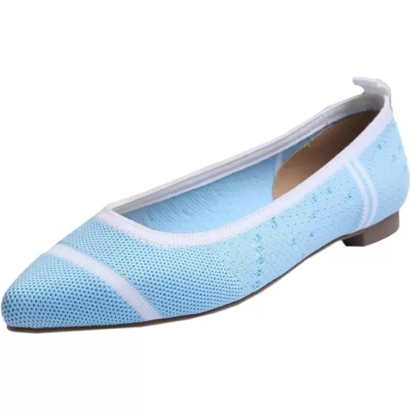 FEVERSOLE Women's Woven Pointy Fashion Cutouts Breathable Knit Flat Shoes