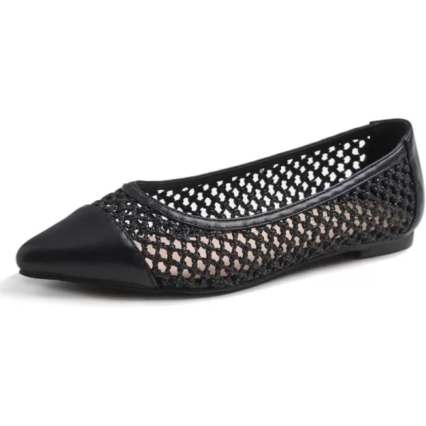 FEVERSOLE Women's Woven Pointy Fashion Cutouts Breathable Knit Flat Shoes