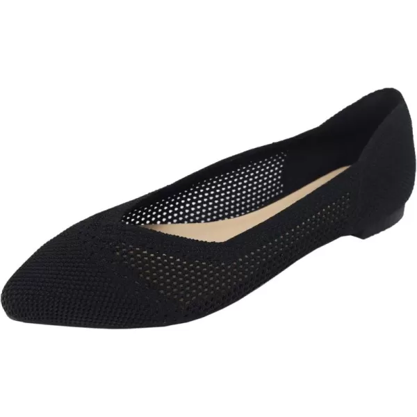 FEVERSOLE Women's Woven Pointy Fashion Cutouts Breathable Knit Flat Shoes