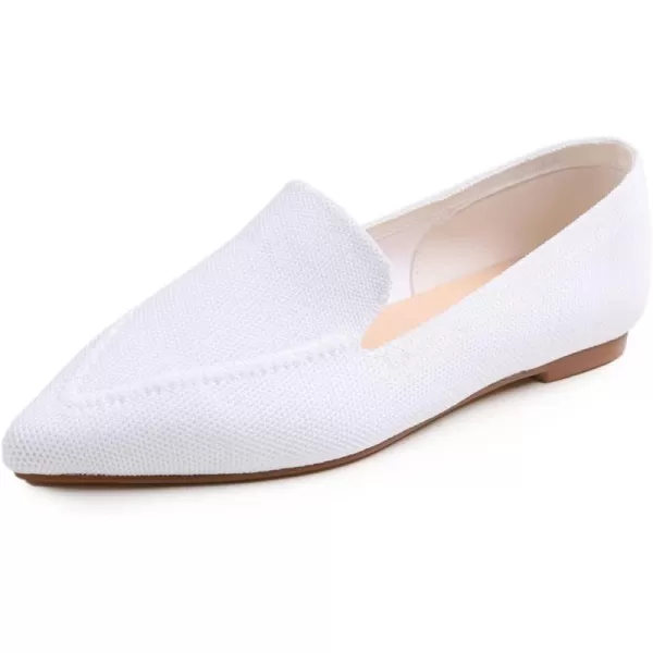 FEVERSOLE Women's Woven Pointy Fashion Cutouts Breathable Knit Flat Shoes