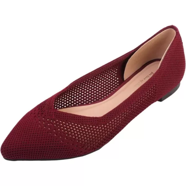 FEVERSOLE Women's Woven Pointy Fashion Cutouts Breathable Knit Flat Shoes