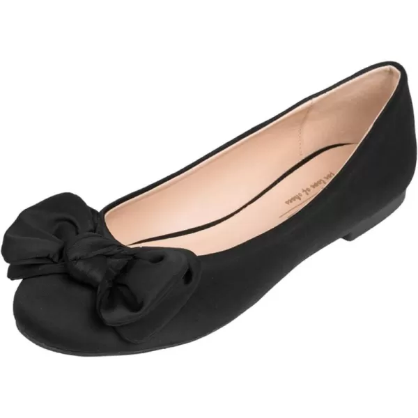 Feversole Women's Round Toe Cute Bow Trim Ballet Flats