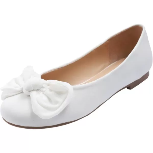 Feversole Women's Round Toe Cute Bow Trim Ballet Flats