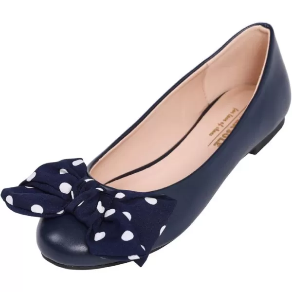 Feversole Women's Round Toe Cute Bow Trim Ballet Flats