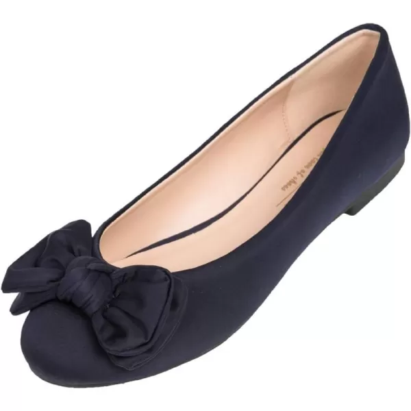 Feversole Women's Round Toe Cute Bow Trim Ballet Flats