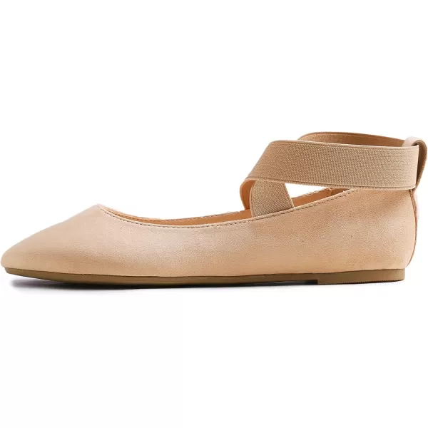 FEVERSOLE Women's Fashion Elastic Ankle Strap Shoes Round Toe Ballet Flat