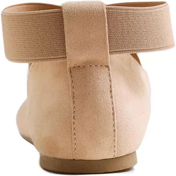 FEVERSOLE Women's Fashion Elastic Ankle Strap Shoes Round Toe Ballet Flat