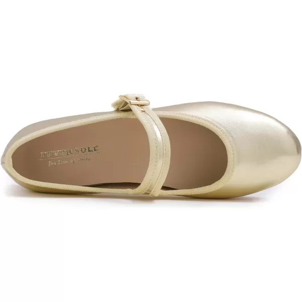 FEVERSOLE Women's Soft Cushion Extra Padded Comfort Round Toe Mary Jane Metal Buckle Fashion Ballet Flats Walking Shoes