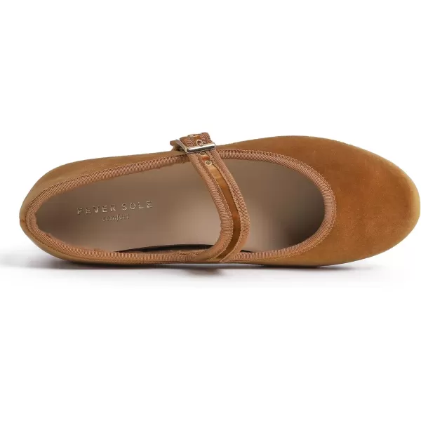 FEVERSOLE Women's Soft Cushion Extra Padded Comfort Round Toe Mary Jane Metal Buckle Fashion Ballet Flats Walking Shoes