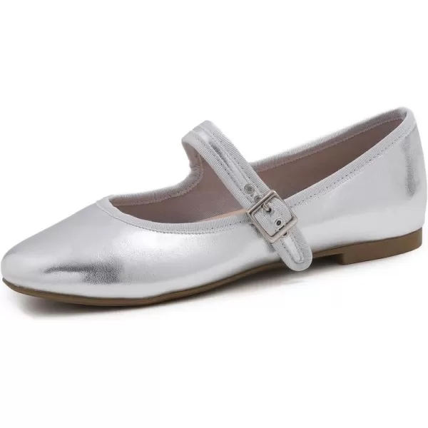 FEVERSOLE Women's Soft Cushion Extra Padded Comfort Round Toe Mary Jane Metal Buckle Fashion Ballet Flats Walking Shoes