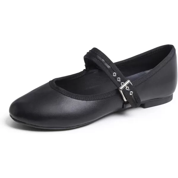FEVERSOLE Women's Soft Cushion Extra Padded Comfort Round Toe Mary Jane Metal Buckle Fashion Ballet Flats Walking Shoes