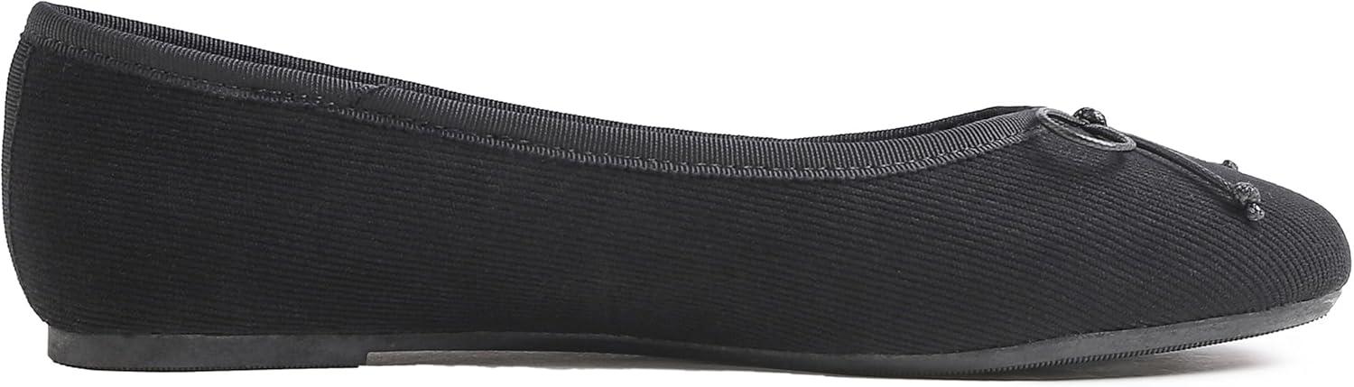 imageFEVERSOLE Womens Ultra Soft Colorful Memory Foam Cushioned Faux Suede Home Ballet FlatsBlack Corduroy