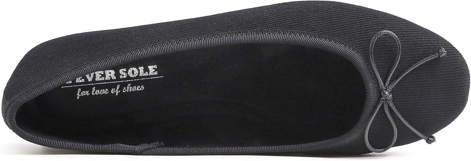 imageFEVERSOLE Womens Ultra Soft Colorful Memory Foam Cushioned Faux Suede Home Ballet FlatsBlack Corduroy