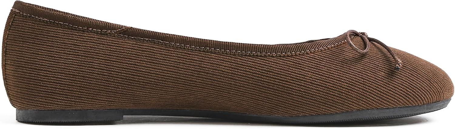 imageFEVERSOLE Womens Ultra Soft Colorful Memory Foam Cushioned Faux Suede Home Ballet FlatsBrown Corduroy