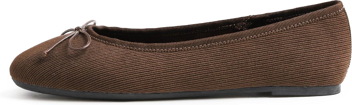 imageFEVERSOLE Womens Ultra Soft Colorful Memory Foam Cushioned Faux Suede Home Ballet FlatsBrown Corduroy