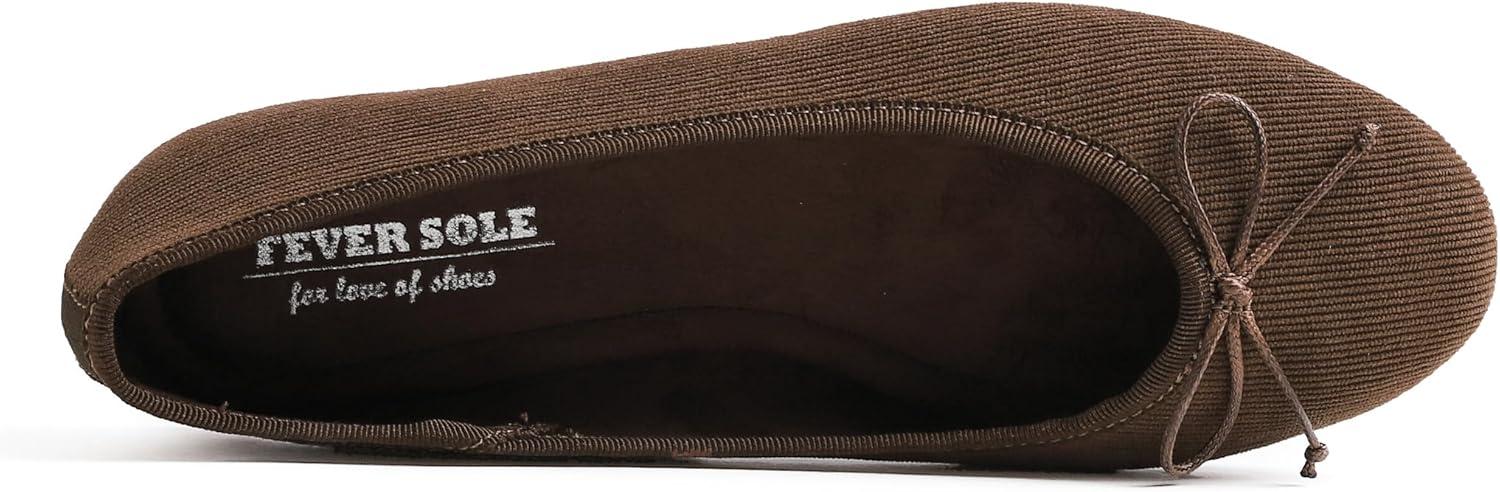 imageFEVERSOLE Womens Ultra Soft Colorful Memory Foam Cushioned Faux Suede Home Ballet FlatsBrown Corduroy