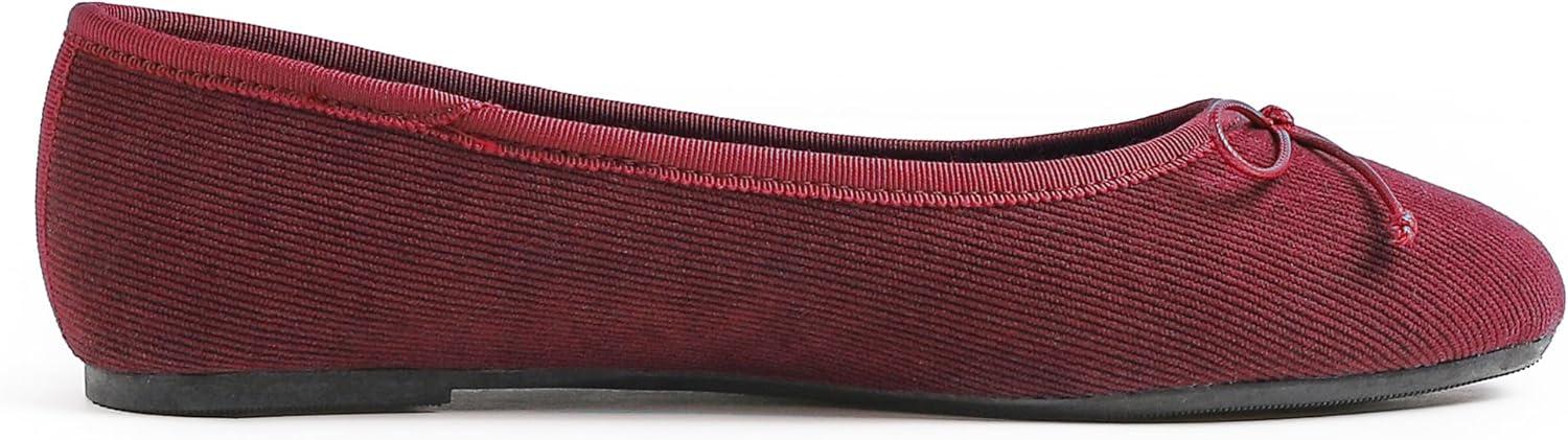 imageFEVERSOLE Womens Ultra Soft Colorful Memory Foam Cushioned Faux Suede Home Ballet FlatsBurgundy Corduroy