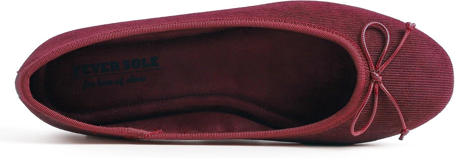 imageFEVERSOLE Womens Ultra Soft Colorful Memory Foam Cushioned Faux Suede Home Ballet FlatsBurgundy Corduroy
