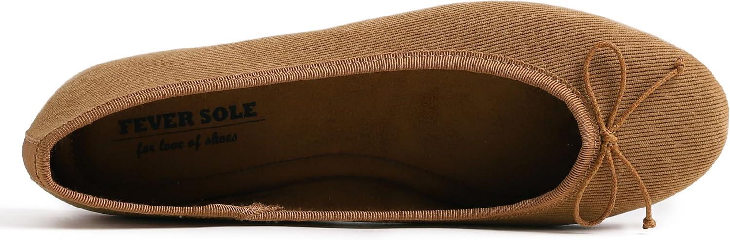 imageFEVERSOLE Womens Ultra Soft Colorful Memory Foam Cushioned Faux Suede Home Ballet FlatsCamel Corduroy