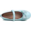 imageFEVERSOLE Girls Cute Dress Mary Jane Shoes Soft Party Holiday Ballet FlatsBlue Patent Vegan Leather Bow Tie Loop Maryjane
