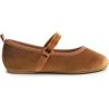 imageFEVERSOLE Girls Cute Dress Mary Jane Shoes Soft Party Holiday Ballet FlatsCamel Velvet Loop Maryjane