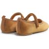 imageFEVERSOLE Girls Cute Dress Mary Jane Shoes Soft Party Holiday Ballet FlatsCamel Velvet Loop Maryjane
