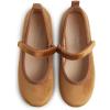 imageFEVERSOLE Girls Cute Dress Mary Jane Shoes Soft Party Holiday Ballet FlatsCamel Velvet Loop Maryjane