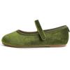 imageFEVERSOLE Girls Cute Dress Mary Jane Shoes Soft Party Holiday Ballet FlatsGreen Velvet Loop Maryjane
