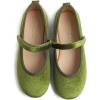 imageFEVERSOLE Girls Cute Dress Mary Jane Shoes Soft Party Holiday Ballet FlatsGreen Velvet Loop Maryjane