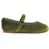 imageFEVERSOLE Girls Cute Dress Mary Jane Shoes Soft Party Holiday Ballet FlatsGreen Velvet Loop Maryjane