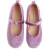 imageFEVERSOLE Girls Cute Dress Mary Jane Shoes Soft Party Holiday Ballet FlatsLilac Velvet Loop Maryjane