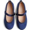 imageFEVERSOLE Girls Cute Dress Mary Jane Shoes Soft Party Holiday Ballet FlatsNavy Velvet Loop Maryjane